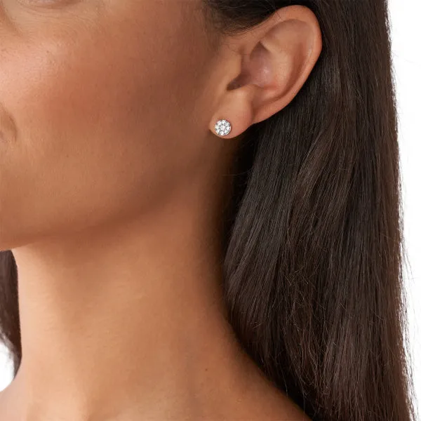 Fossil Disc Silver-Tone Stud Earrings