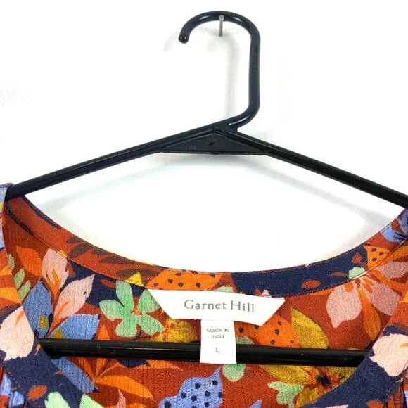 Garnet Hill Livvy Crêpe Button Front Sleeveless Floral Mini Dress Size Large