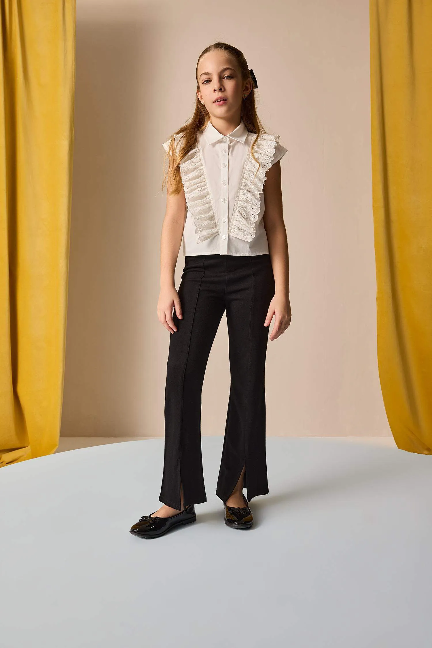 Girl Flare Fit Slit Pants