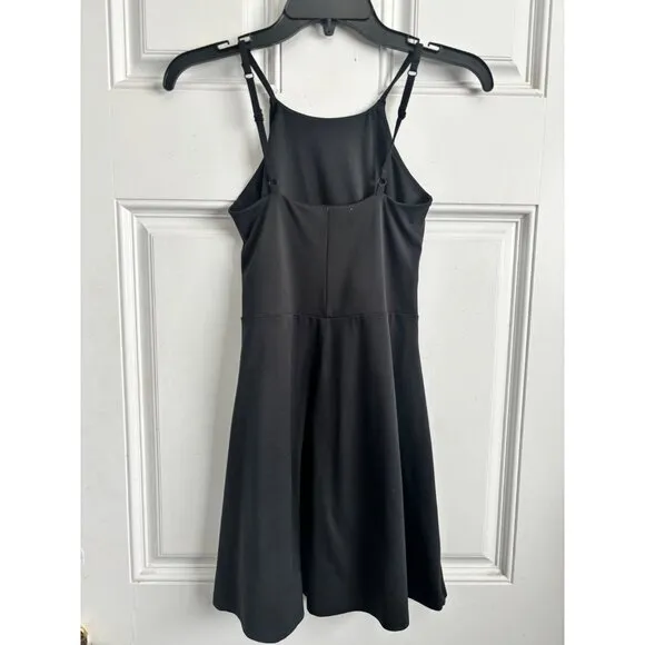 Girlfriend Collective Juliet Float Black Slip Dress With Built-In Shorts -Small