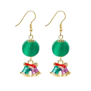Green Polyster & Enamel 18K Gold-Plated Bells Pom Drop Earrings