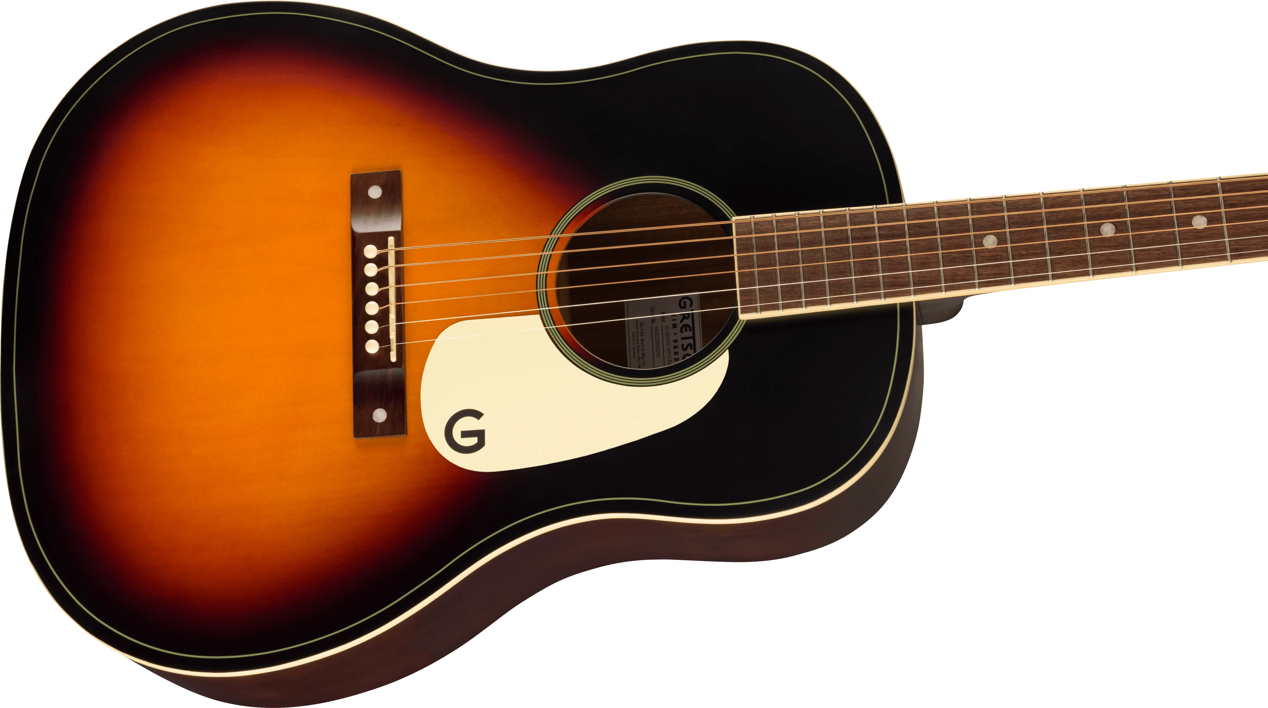 Gretsch Jim Dandy™ Dreadnought, Walnut Fingerboard, White Pickguard, Rex Burst