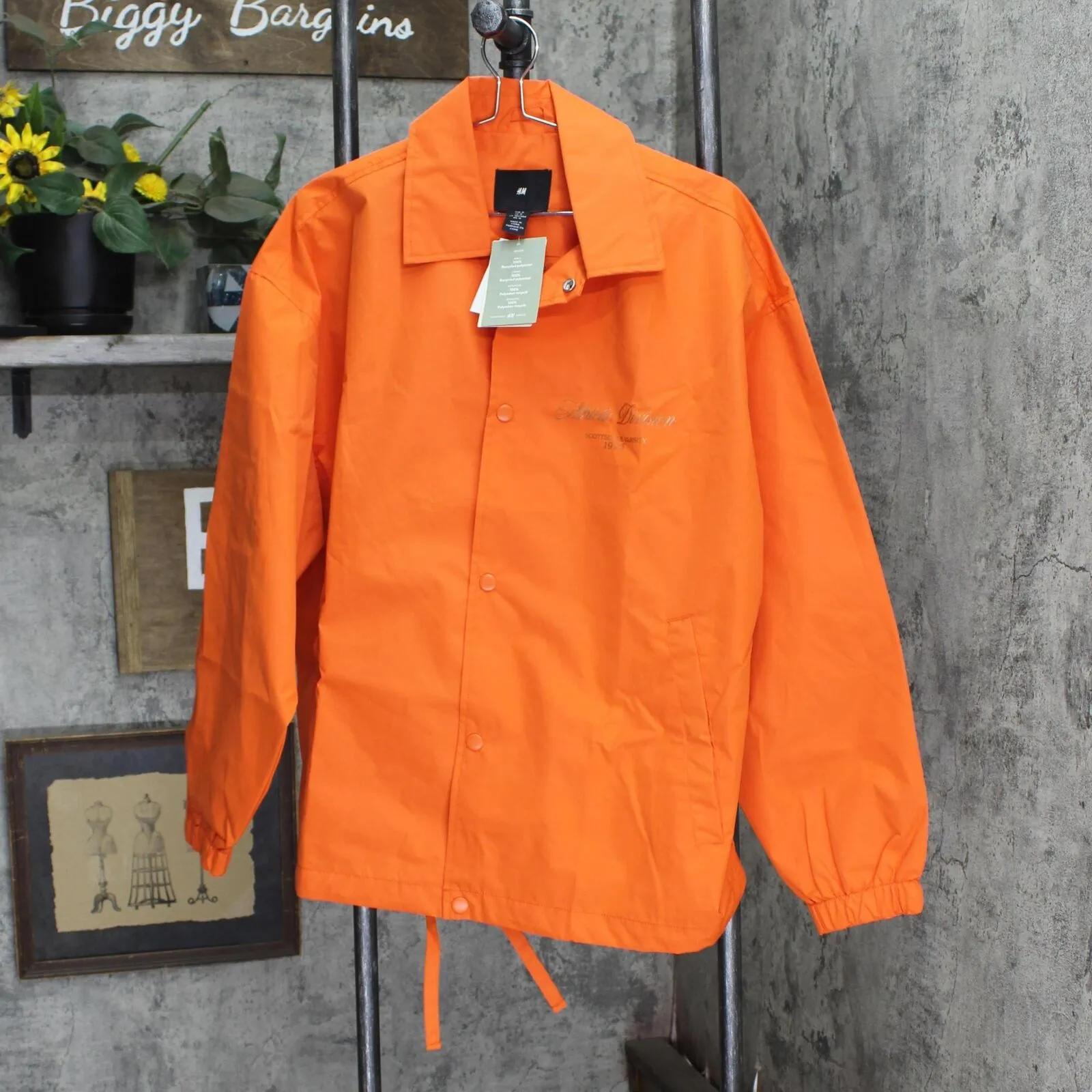 H&M Mens Water-repellent Coach Rain Jacket 1137181001