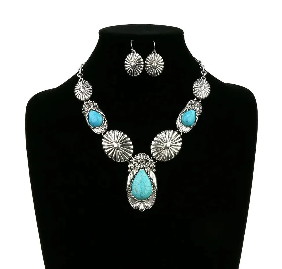 Haug Fashion Y Necklace & Earrings - Turquoise