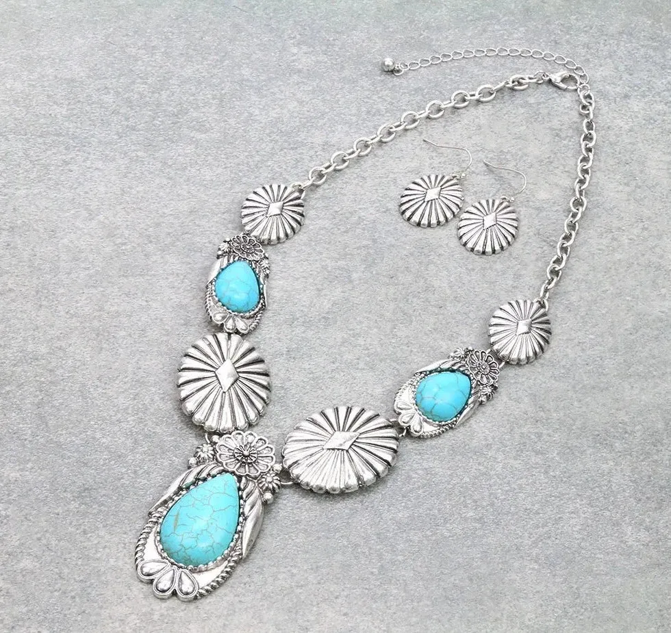 Haug Fashion Y Necklace & Earrings - Turquoise