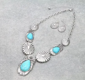 Haug Fashion Y Necklace & Earrings - Turquoise