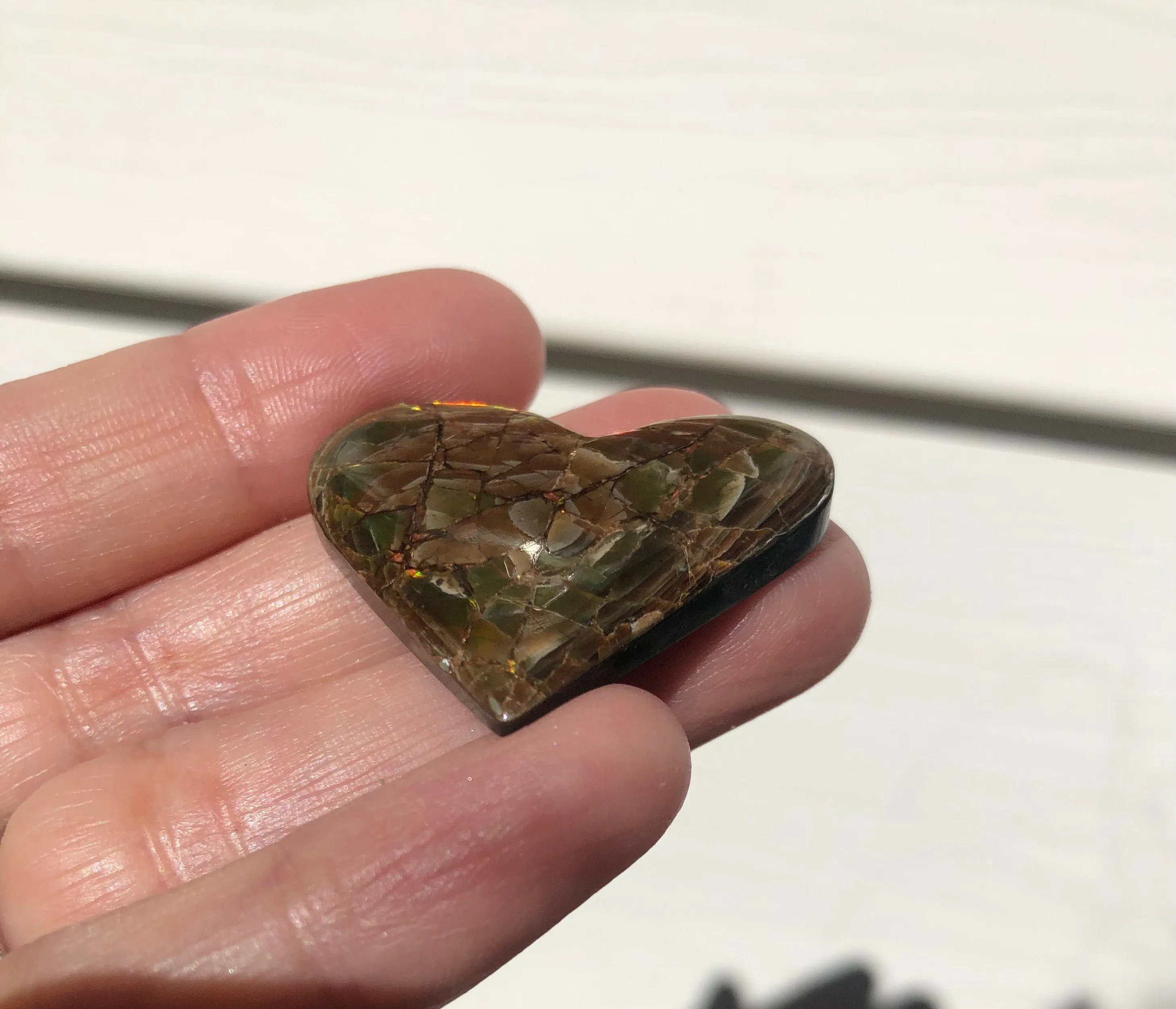 Heart shapedl  Free Form . Hand Polished, FFN 381 ナチュラル　ルース　アンモライト フリーフォーム