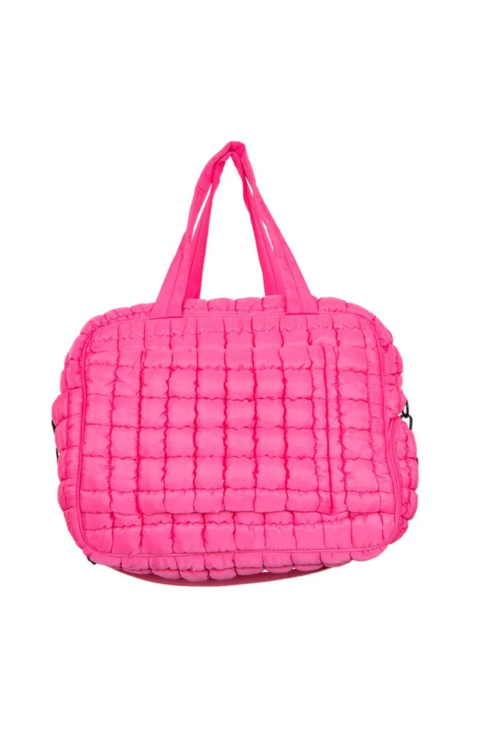 Hot Pink Quilted Duffel Weekender Bag