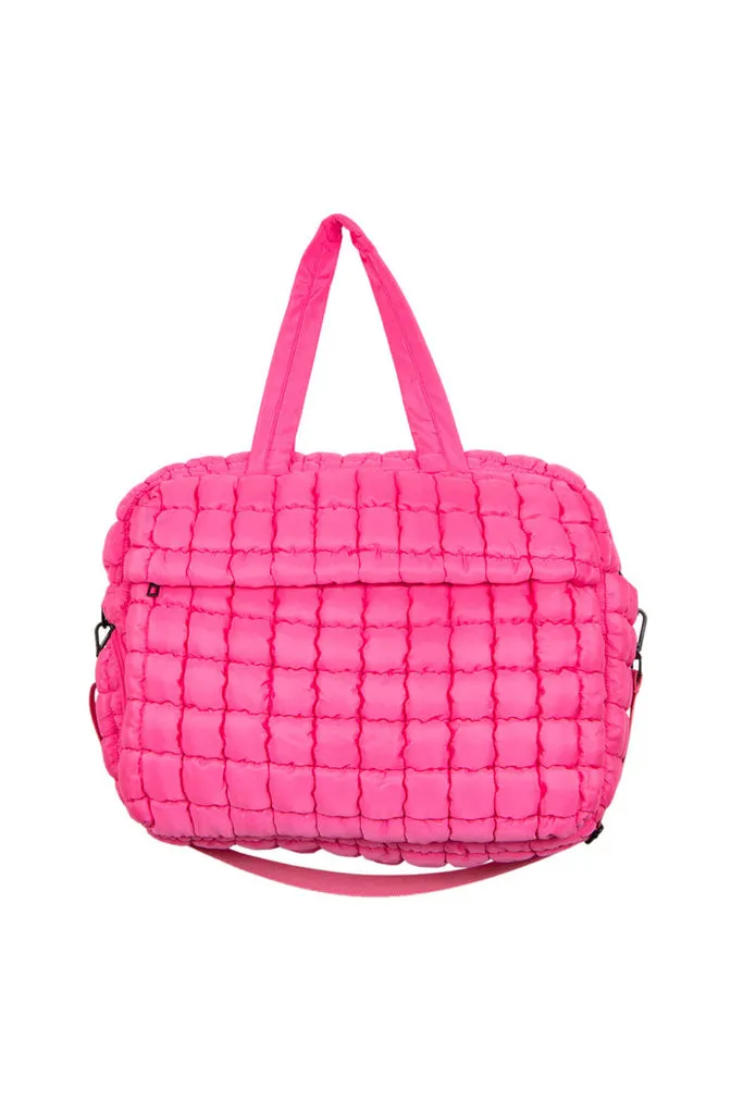 Hot Pink Quilted Duffel Weekender Bag