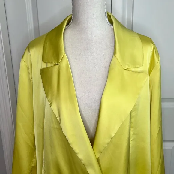 Hutch Yellow Satin Blazer Plus 2X Anthropologie 2 Button Front Bright Workwear
