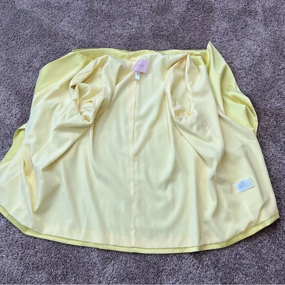 Hutch Yellow Satin Blazer Plus 2X Anthropologie 2 Button Front Bright Workwear