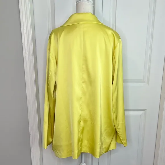 Hutch Yellow Satin Blazer Plus 2X Anthropologie 2 Button Front Bright Workwear