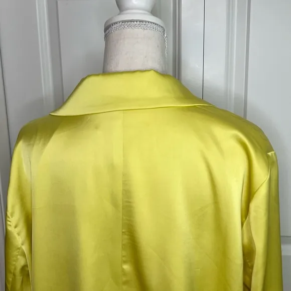 Hutch Yellow Satin Blazer Plus 2X Anthropologie 2 Button Front Bright Workwear