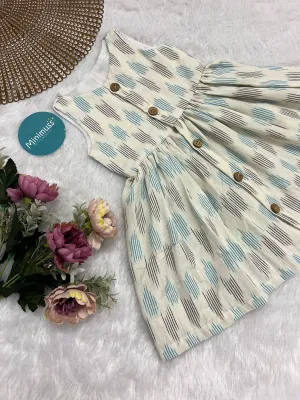 IKKAT WHITE COTTON FROCK