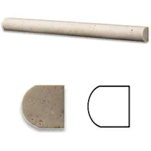 Ivory / Light Travertine Honed 1 X 12 Dome Liner Trim Molding - Lot of 50 pcs.