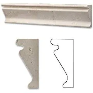 Ivory / Light Travertine Honed 2 1/2 X 12 Crown Molding Liner Trim - 4" Sample