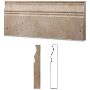 Ivory / Light Travertine Honed 5 X 12 Baseboard Trim Molding - Lot of 50 pcs.