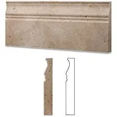 Ivory / Light Travertine Honed 5 X 12 Baseboard Trim Molding - Lot of 50 pcs.