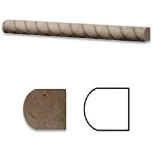 Ivory Medium Travertine Honed 1 X 12 Rope Liner Trim Molding - 4" Sample