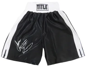 James Toney Signed Title Black With White Boxing Trunks w/Lights Out - (SS COA)