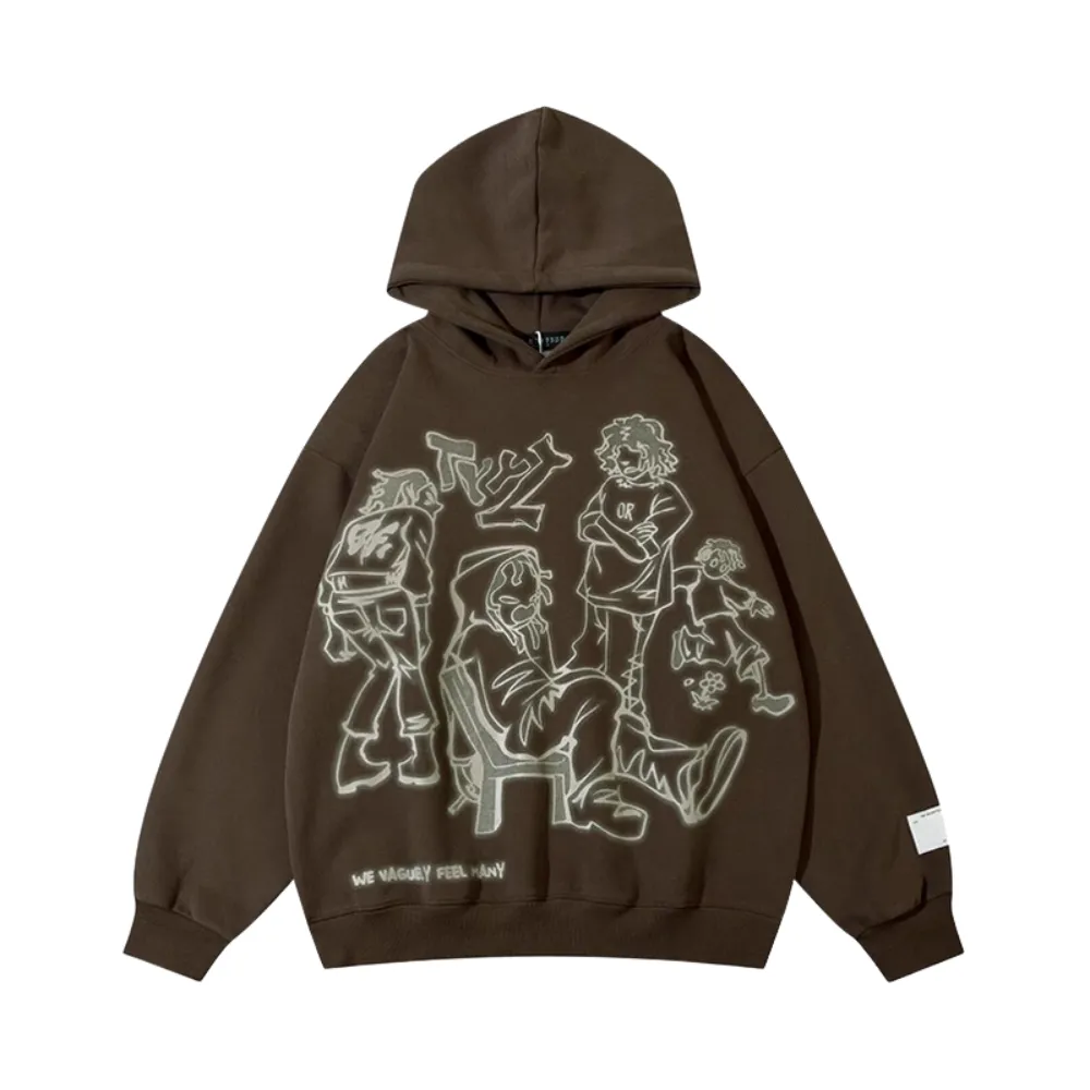 Japanese Cartoon Graffiti Cotton Hoodie