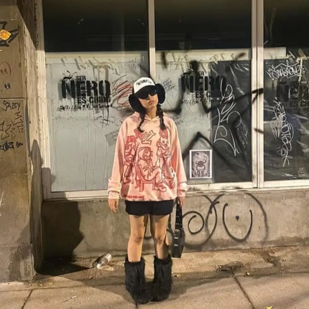 Japanese Cartoon Graffiti Cotton Hoodie