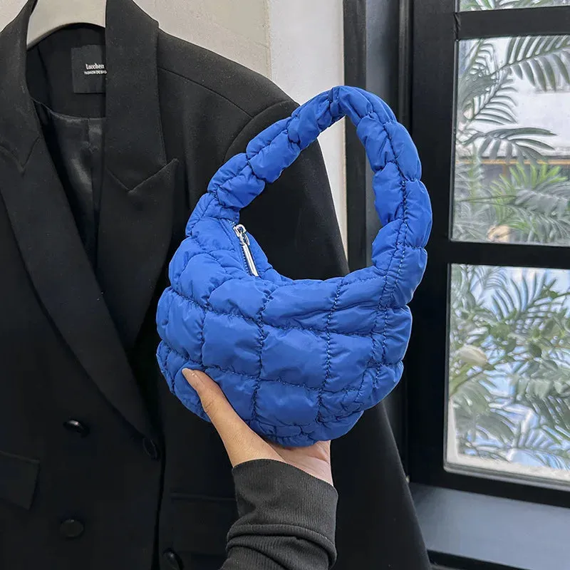 Kawaii Cloudy Pleated Mini Tote Bag 🌥️✨ | Quilted Dumpling Handbag for Stylish Women 💖👜