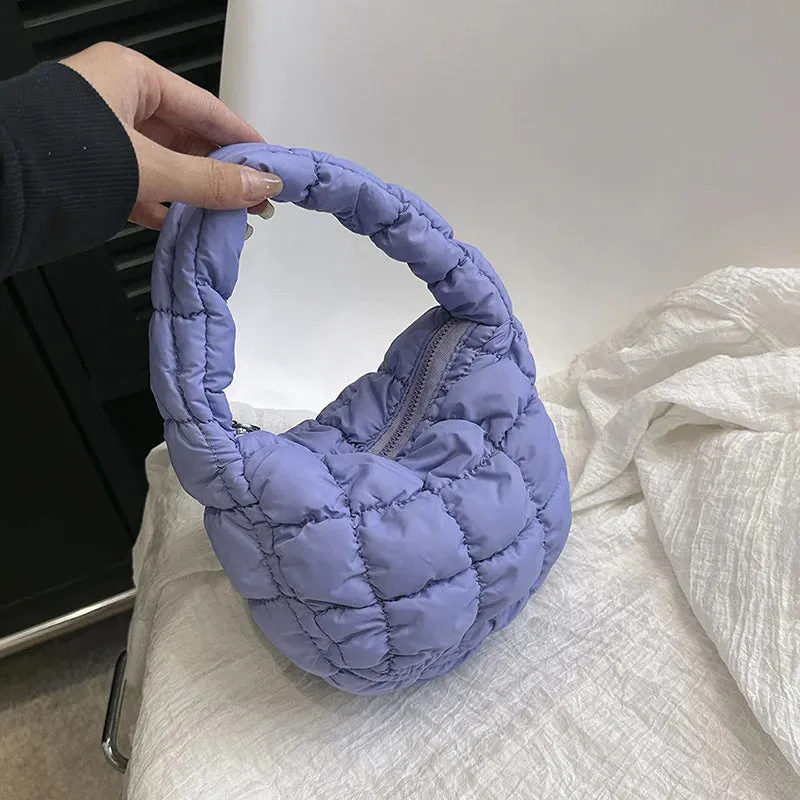 Kawaii Cloudy Pleated Mini Tote Bag 🌥️✨ | Quilted Dumpling Handbag for Stylish Women 💖👜