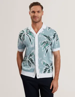 Kyes Short Sleeve Knitted Leaf Shirt Lt-Blue