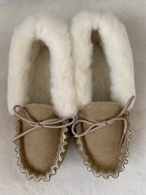 Ladies Suede Moccasin with wool lining and collar | Teresa