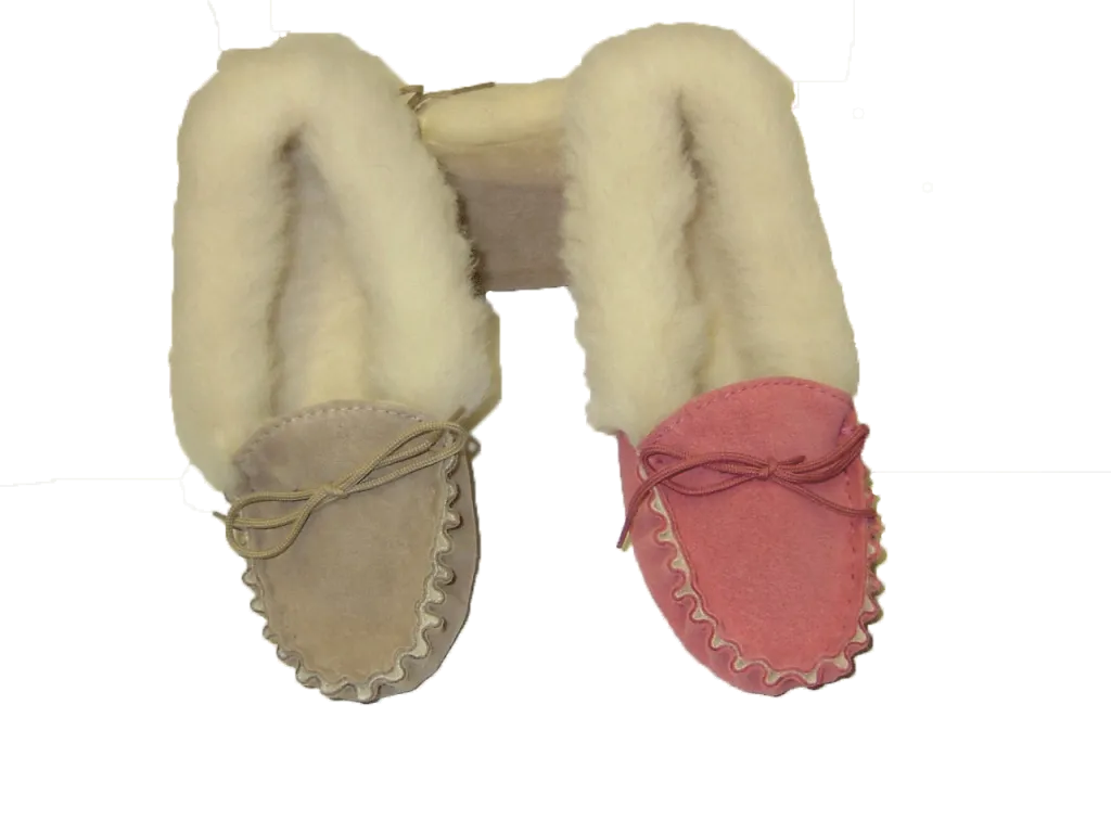 Ladies Suede Moccasin with wool lining and collar | Teresa