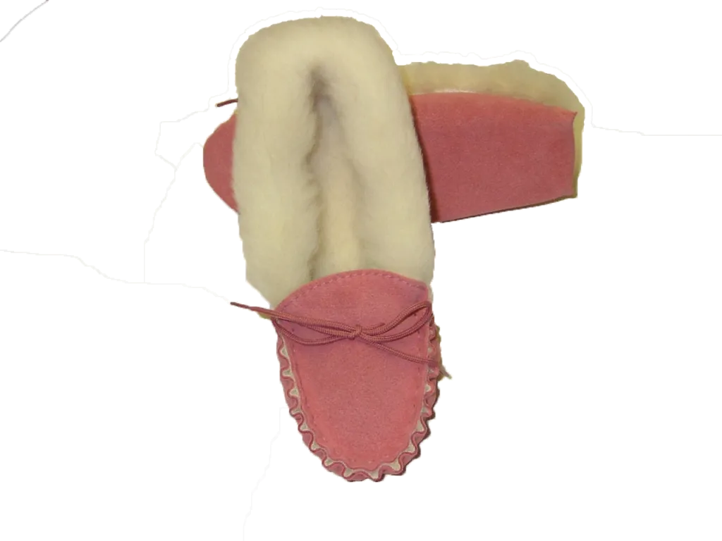Ladies Suede Moccasin with wool lining and collar | Teresa