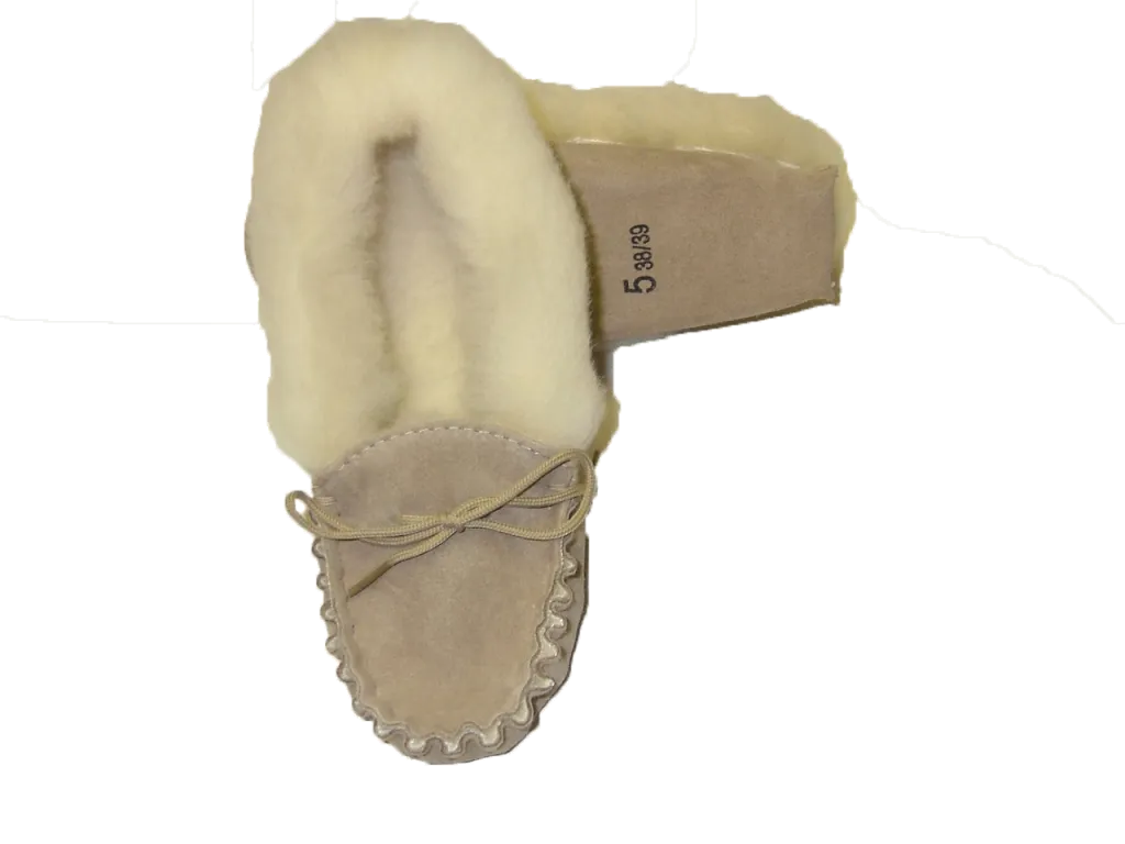 Ladies Suede Moccasin with wool lining and collar | Teresa