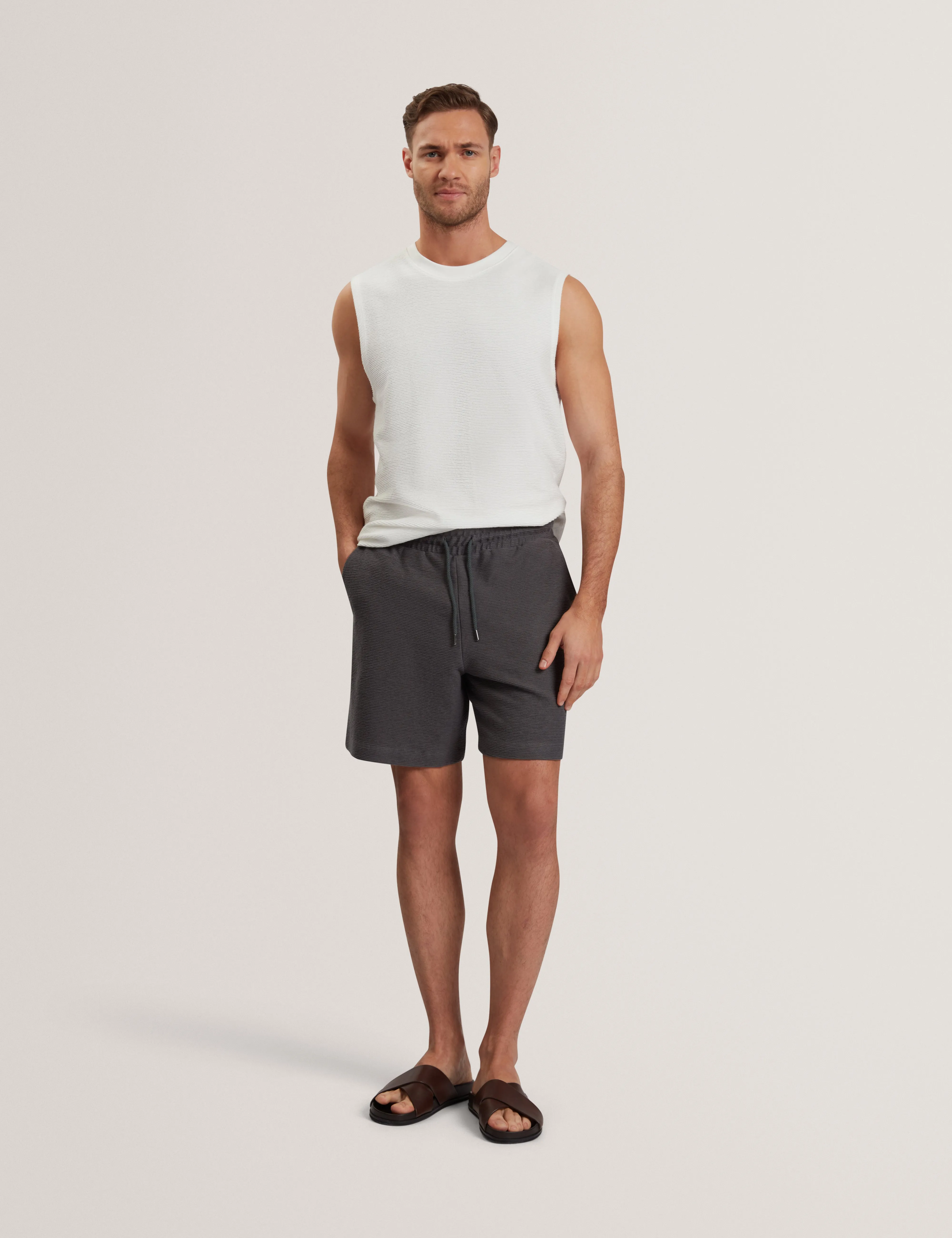 Ladislo Regular Cotton Drawstring Shorts Dk-Grey