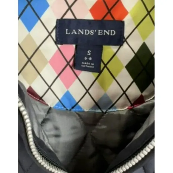 Land's End Jacket Blouson Quilted Batting Zipper Blue Women's Size Small