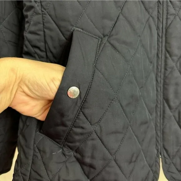 Land's End Jacket Blouson Quilted Batting Zipper Blue Women's Size Small