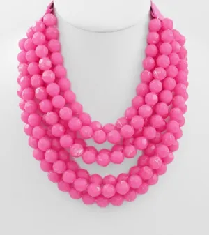 Layered Bead Necklace in Pink