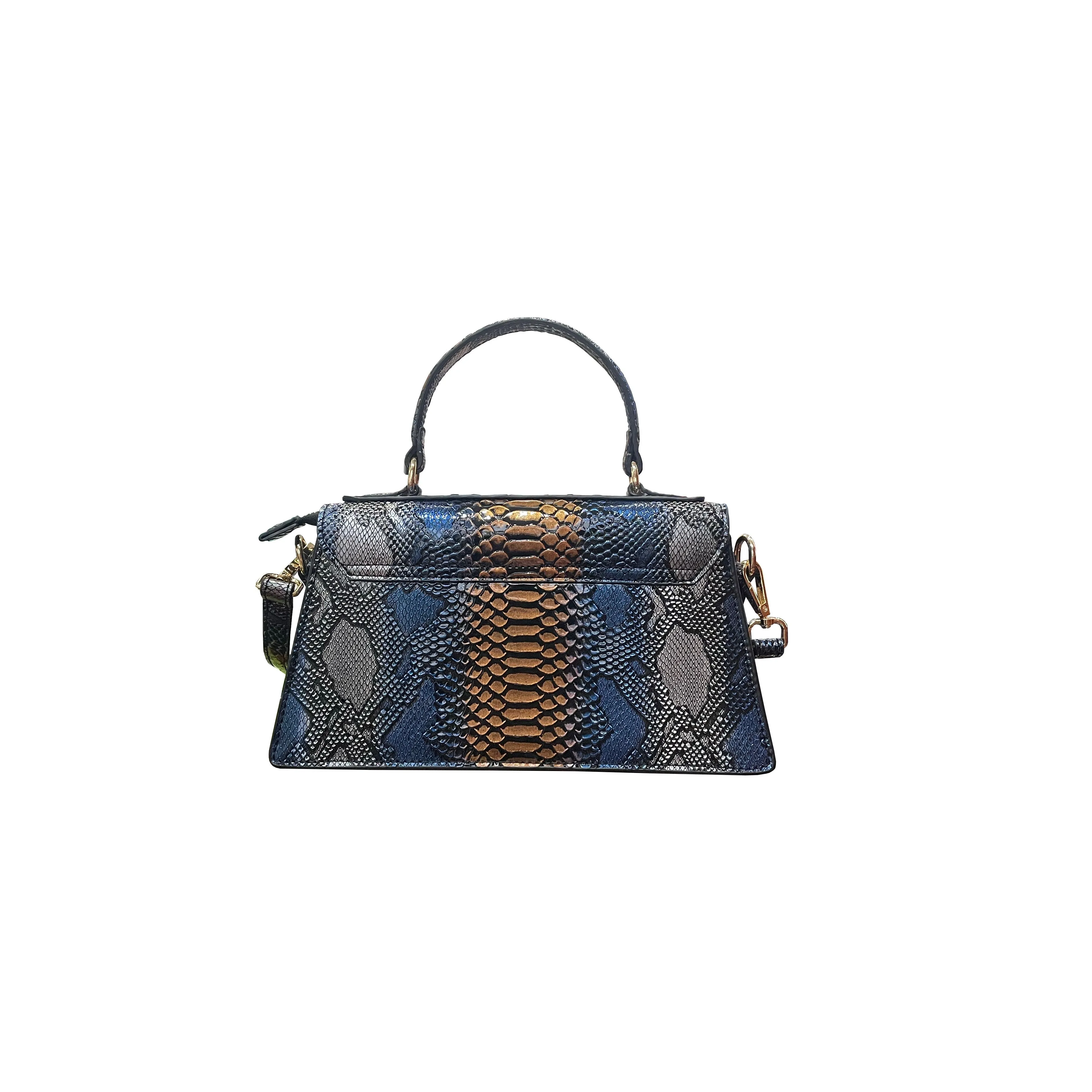 Lesli Faux Leather Multi Color Crocodile Skin Handbag