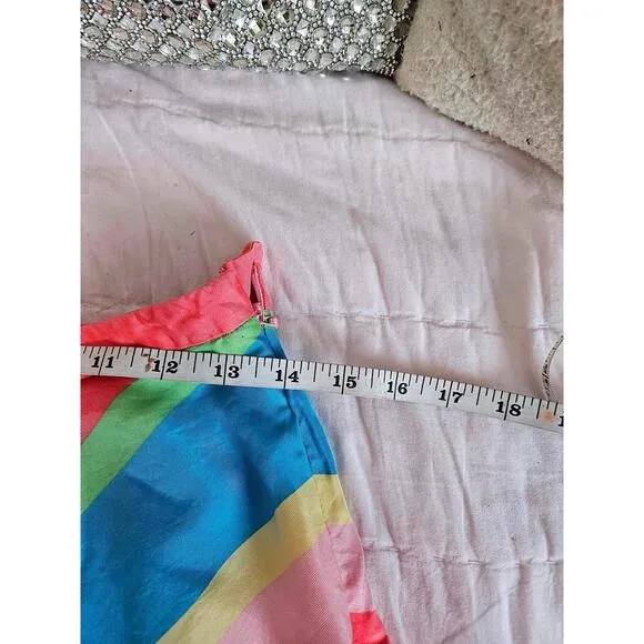 Lilly Pulitzer 100% Silk Colorful Chevron Maxi Skirt