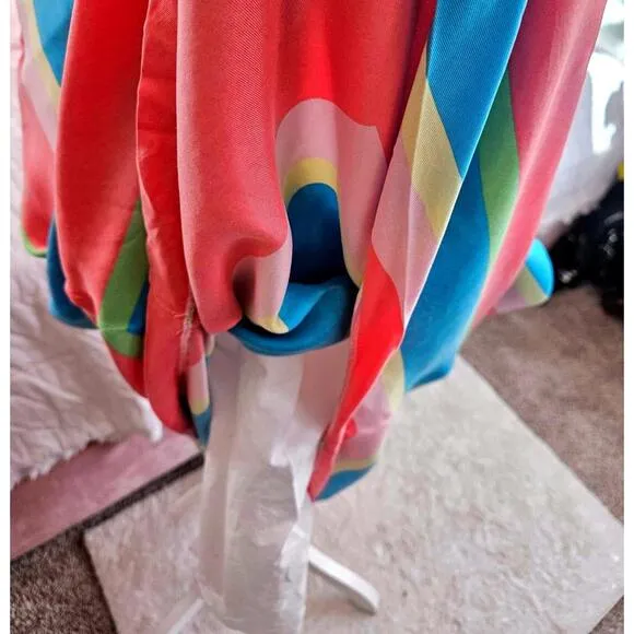 Lilly Pulitzer 100% Silk Colorful Chevron Maxi Skirt