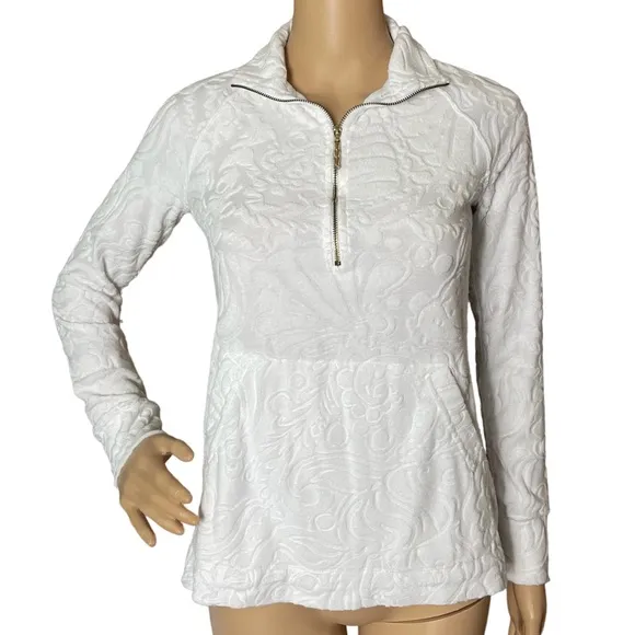 LILLY PULITZER XXS Skipper Popover French Terry White resort beach pool cruise