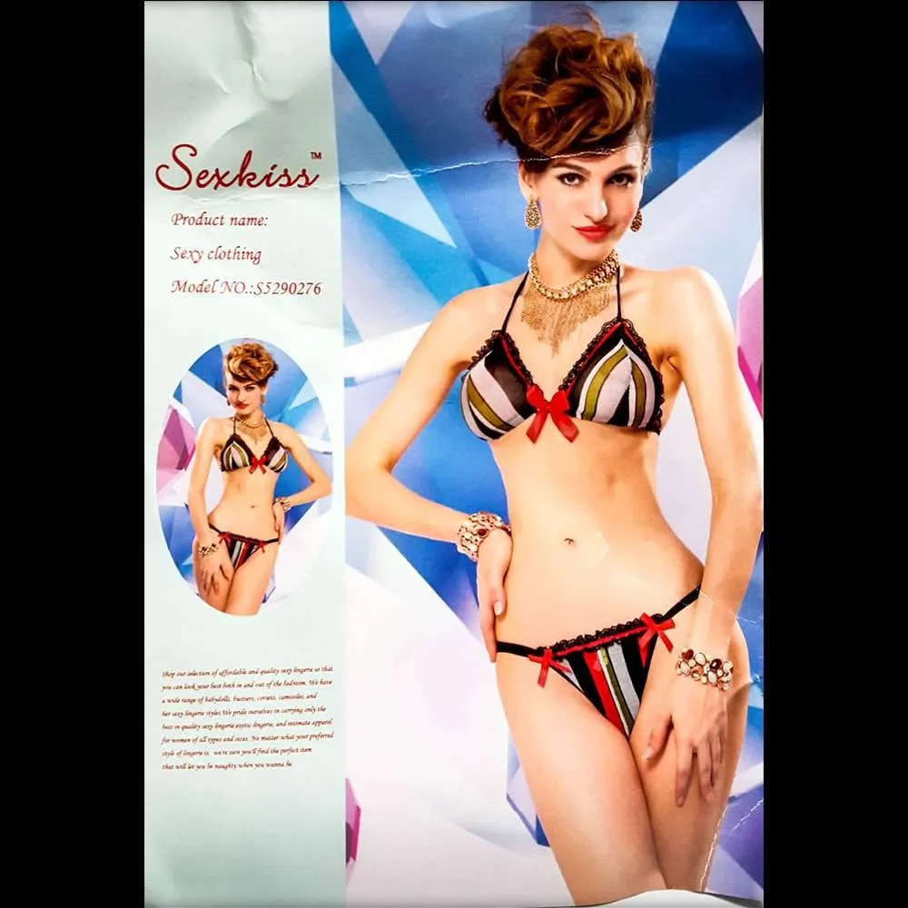 Lining Print Lingerie Set