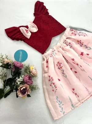 LITTLE BLOOMER MAROON SKIRT SET