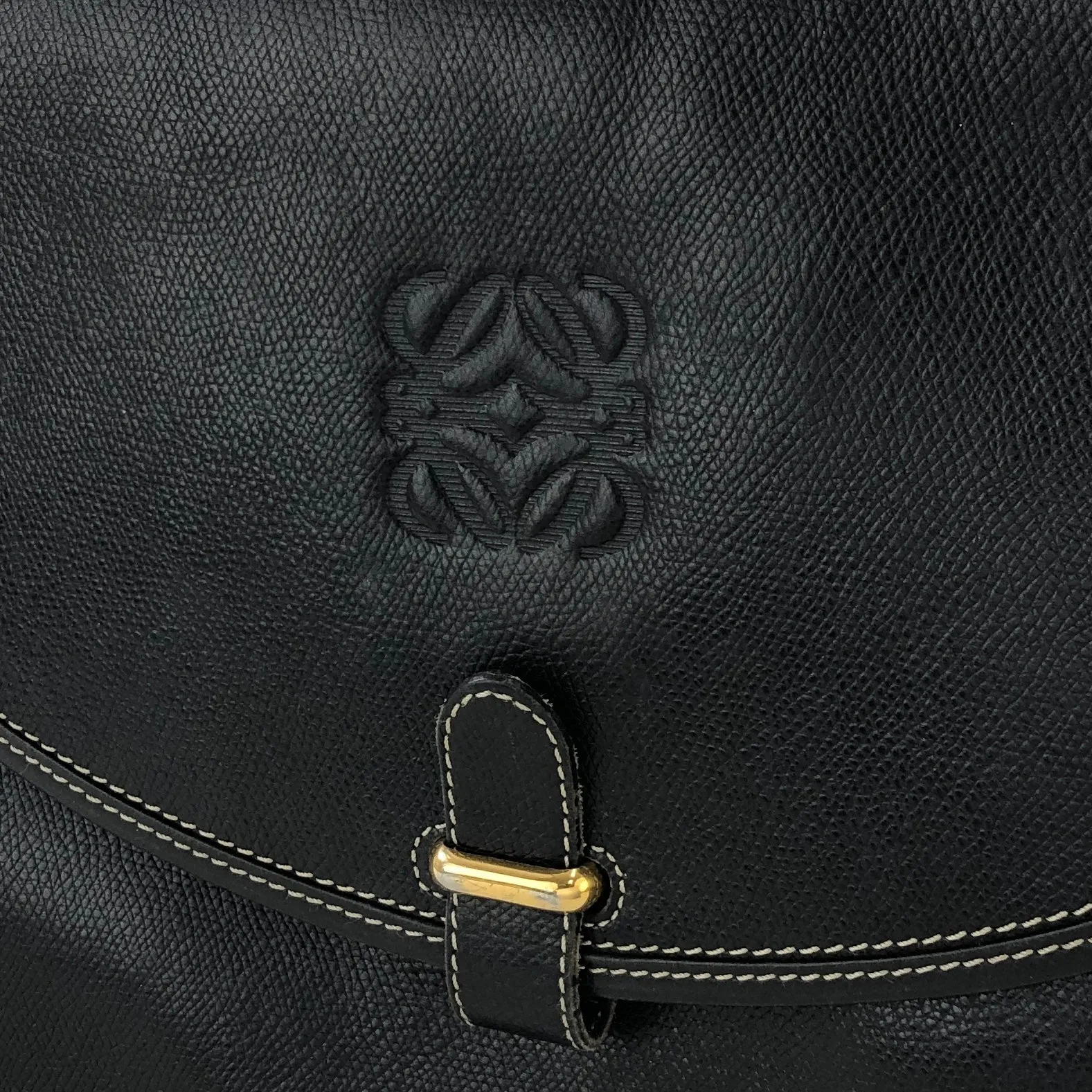 LOEWE Anagram Leather Shoulderbag Black Vintage Old h7hvg4