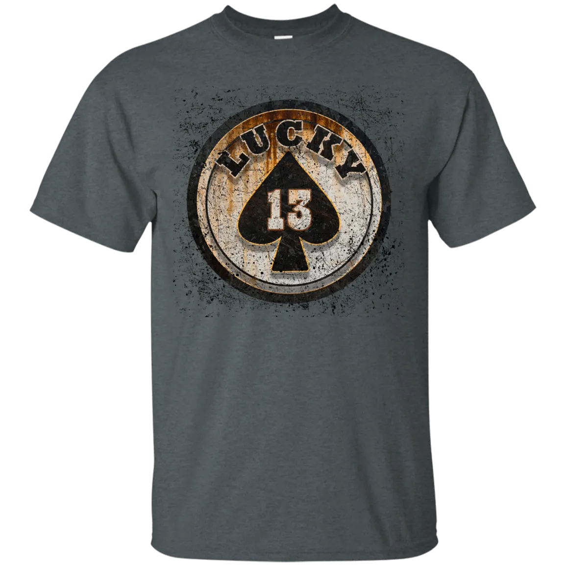 Lucky 13 Custom Worn T-shirt Skull Death Ghost Fear Rocker Hell Fashion