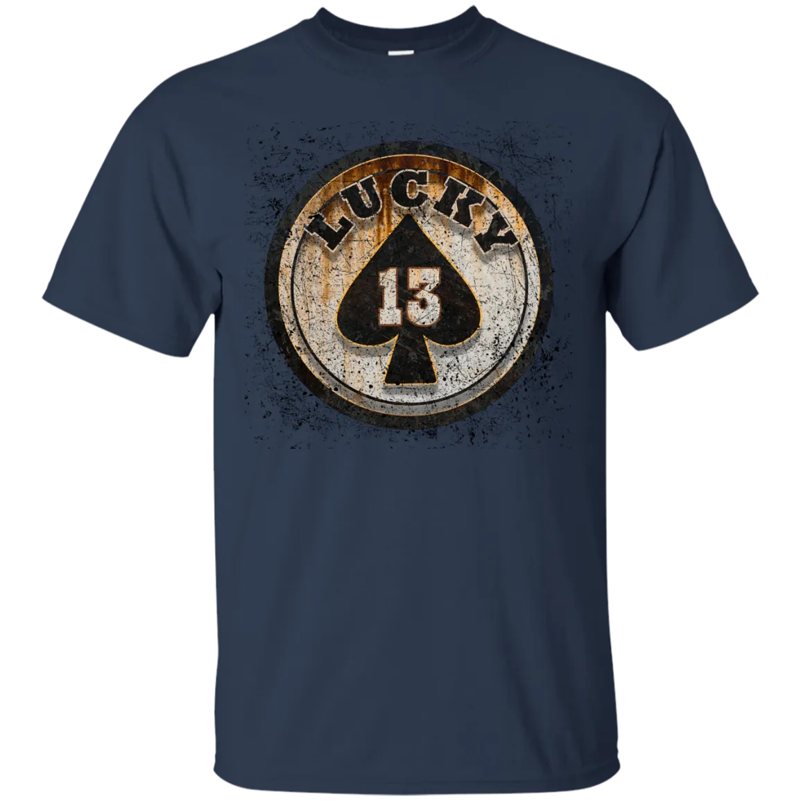 Lucky 13 Custom Worn T-shirt Skull Death Ghost Fear Rocker Hell Fashion