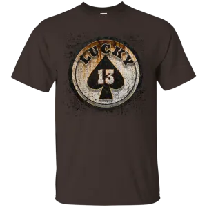 Lucky 13 Custom Worn T-shirt Skull Death Ghost Fear Rocker Hell Fashion