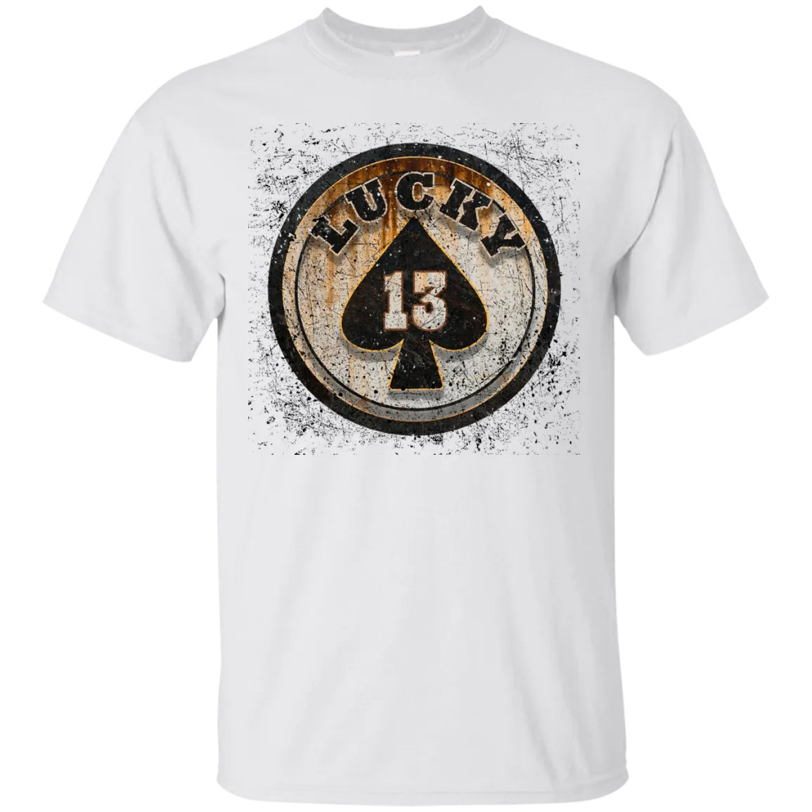 Lucky 13 Custom Worn T-shirt Skull Death Ghost Fear Rocker Hell Fashion