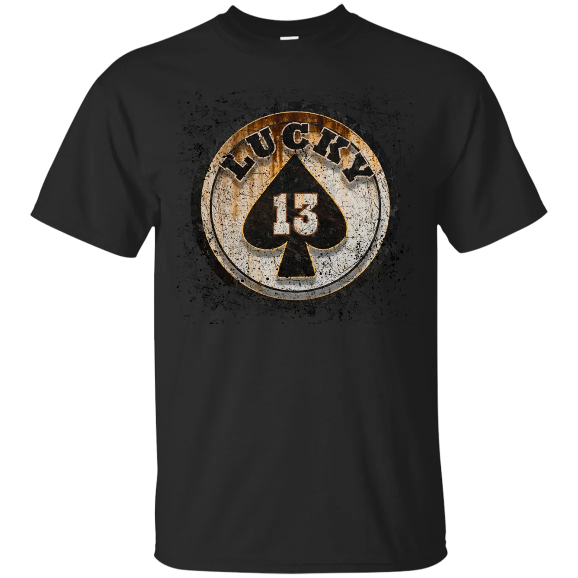 Lucky 13 Custom Worn T-shirt Skull Death Ghost Fear Rocker Hell Fashion