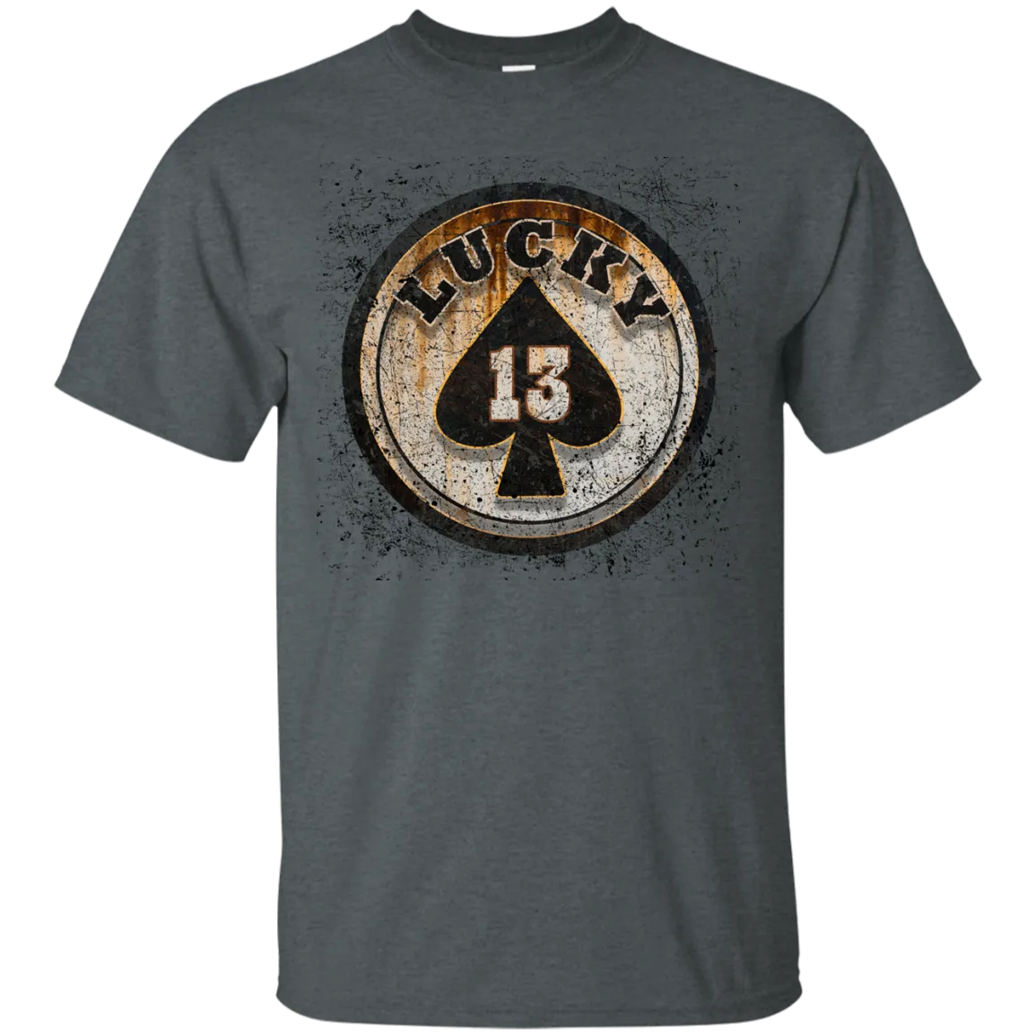 Lucky 13 Custom Worn T-shirt Skull Death Ghost Fear Rocker Hell Fashion